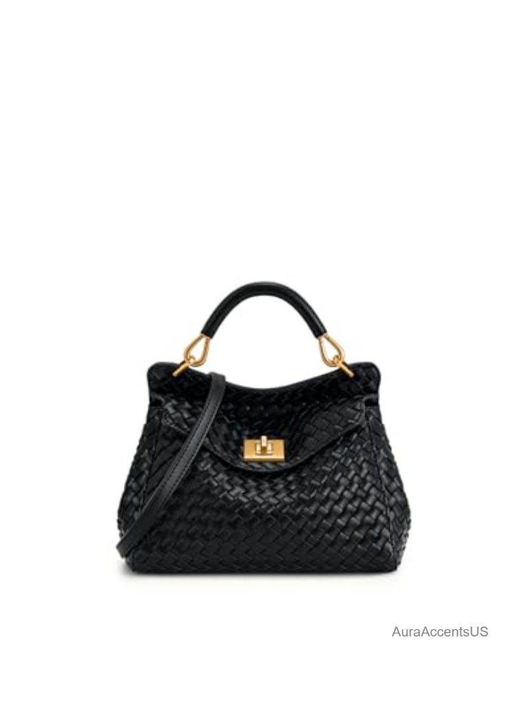 Vegan Leather Top Handle Satchel Crossbody Bag Gold Hardware